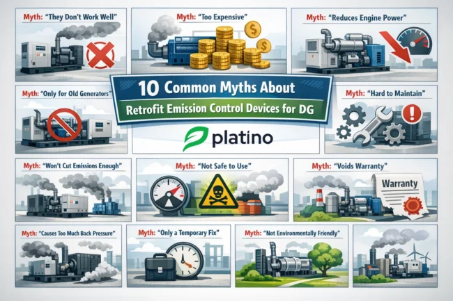 10 Common Myths About Retrofit Emission Control Devices for DG "Discover 10 common myths about RECD for DG set and learn the truth about retrofit emission control devices, their benefits, compliance, and performance impact."