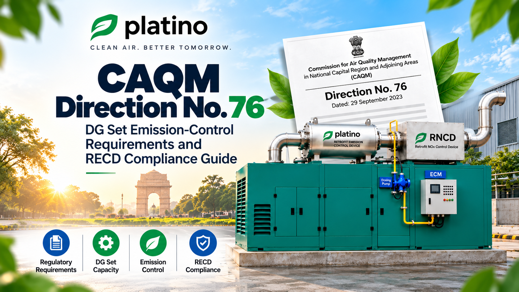 CAQM Direction No. 76 DG set emission-control requirements and Platino RECD compliance guide